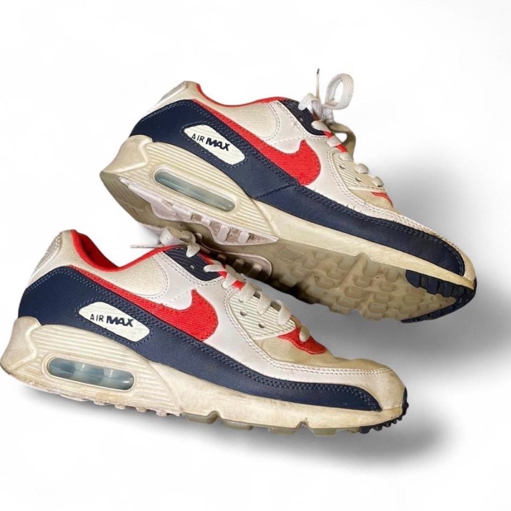 Nike Air Max 90 USA Denim White/Chile Red/Midnight Navy DJ5170-100 - Picture 3 of 5